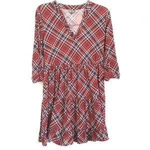 Lily Rose Maroon Checkered Dress